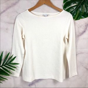 J.JILL White Textured Long Sleeve Top XS Petit